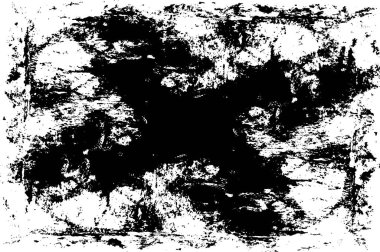Grunge üst üste biniyor. Soyut siyah-beyaz vektör arkaplanı. Çatlak, leke ve noktalarda kirli desenli tek renkli klasik yüzey. Karanlık korku tarzında eski bir duvar.