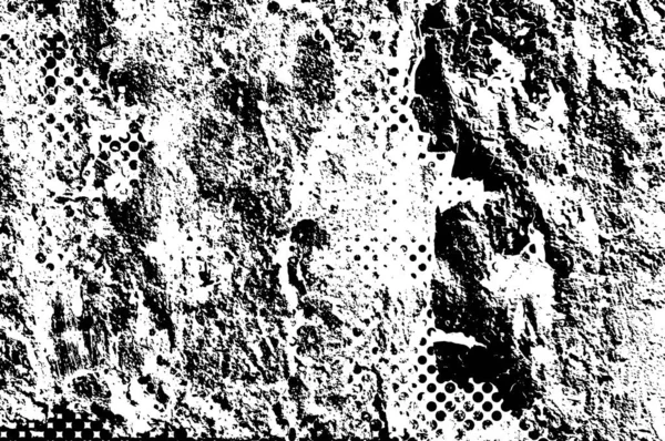 Grunge Noir Blanc Texture Fissures Poussière Taches Résumé Fond Monochrome — Image vectorielle