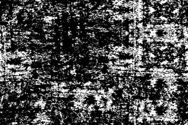 Grunge üst üste biniyor. Soyut siyah-beyaz vektör arkaplanı. Çatlak, leke ve noktalarda kirli desenli tek renkli klasik yüzey. Karanlık korku tarzında eski bir duvar.