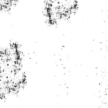 Grunge üst üste biniyor. Soyut siyah-beyaz vektör arkaplanı. Çatlak, leke ve noktalarda kirli desenli tek renkli klasik yüzey. Karanlık korku tarzında eski bir duvar.