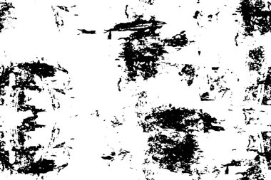 Grunge üst üste biniyor. Soyut siyah-beyaz vektör arkaplanı. Çatlak, leke ve noktalarda kirli desenli tek renkli klasik yüzey. Karanlık korku tarzında eski bir duvar.