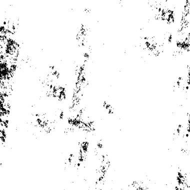 Grunge üst üste biniyor. Soyut siyah-beyaz vektör arkaplanı. Çatlak, leke ve noktalarda kirli desenli tek renkli klasik yüzey. Karanlık korku tarzında eski bir duvar.