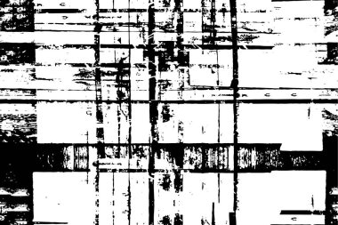 Grunge üst üste biniyor. Soyut siyah-beyaz vektör arkaplanı. Çatlak, leke ve noktalarda kirli desenli tek renkli klasik yüzey. Karanlık korku tarzında eski bir duvar.