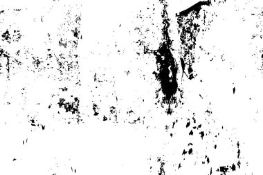Grunge üst üste biniyor. Soyut siyah-beyaz vektör arkaplanı. Çatlak, leke ve noktalarda kirli desenli tek renkli klasik yüzey. Karanlık korku tarzında eski bir duvar.