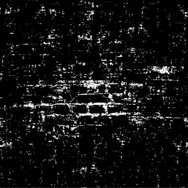 Grunge üst üste biniyor. Soyut siyah-beyaz vektör arkaplanı. Çatlak, leke ve noktalarda kirli desenli tek renkli klasik yüzey. Karanlık korku tarzında eski bir duvar.