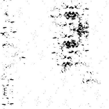 Grunge üst üste biniyor. Soyut siyah-beyaz vektör arkaplanı. Çatlak, leke ve noktalarda kirli desenli tek renkli klasik yüzey. Karanlık korku tarzında eski bir duvar.