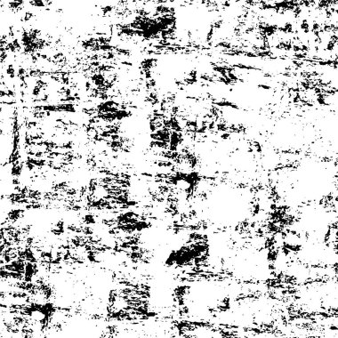 Grunge üst üste biniyor. Soyut siyah-beyaz vektör arkaplanı. Çatlak, leke ve noktalarda kirli desenli tek renkli klasik yüzey. Karanlık korku tarzında eski bir duvar.