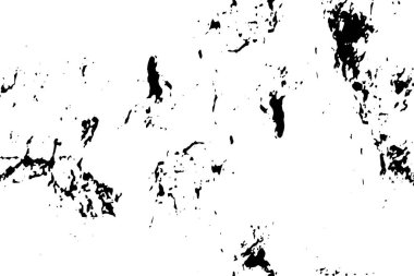 Grunge üst üste biniyor. Soyut siyah-beyaz vektör arkaplanı. Çatlak, leke ve noktalarda kirli desenli tek renkli klasik yüzey. Karanlık korku tarzında eski bir duvar.