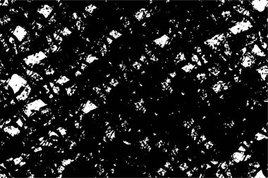 Grunge üst üste biniyor. Soyut siyah-beyaz vektör arkaplanı. Çatlak, leke ve noktalarda kirli desenli tek renkli klasik yüzey. Karanlık korku tarzında eski bir duvar.