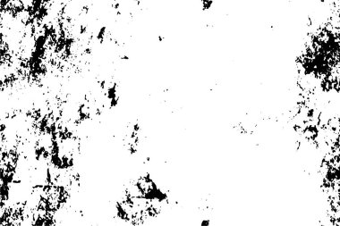 Grunge üst üste biniyor. Soyut siyah-beyaz vektör arkaplanı. Tek renkli vintage yüzey. Koyu renk tasarımlı eski duvar