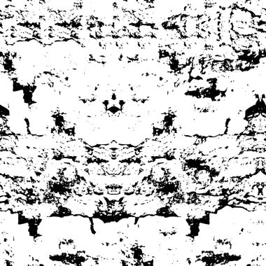 Grunge üst üste biniyor. Soyut siyah-beyaz vektör arkaplanı. Tek renkli vintage yüzey. Koyu renk tasarımlı eski duvar