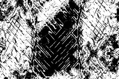 Sert, çizik, sıçramış grunge desenli fırça darbeleri. Dokuları üst üste koy. Siyah-beyaz boyanmış kağıt dokusu. Skeç grunge tasarımı. Poster, kapak, afiş, taklit, çıkartma düzeni için kullan