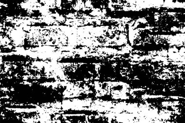 Grunge üst üste biniyor. Soyut siyah-beyaz vektör arkaplanı. Çatlak, leke ve noktalarda kirli desenli tek renkli klasik yüzey. Karanlık korku tarzında eski bir duvar.