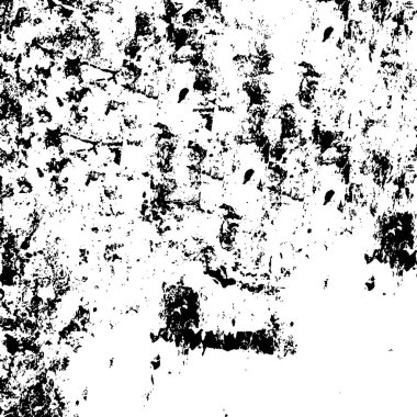 Grunge üst üste biniyor. Soyut siyah-beyaz vektör arkaplanı. Çatlak, leke ve noktalarda kirli desenli tek renkli klasik yüzey. Karanlık korku tarzında eski bir duvar.