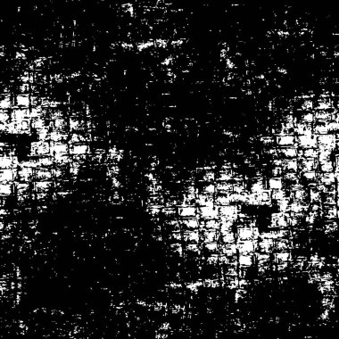 Grunge üst üste biniyor. Soyut siyah-beyaz vektör arkaplanı. Çatlak, leke ve noktalarda kirli desenli tek renkli klasik yüzey. Karanlık korku tarzında eski bir duvar.
