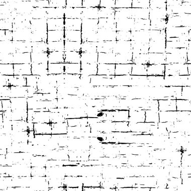 Grunge üst üste biniyor. Soyut siyah-beyaz vektör arkaplanı. Çatlak, leke ve noktalarda kirli desenli tek renkli klasik yüzey. Karanlık korku tarzında eski bir duvar.