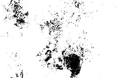 Grunge üst üste biniyor. Soyut siyah-beyaz vektör arkaplanı. Çatlak, leke ve noktalarda kirli desenli tek renkli klasik yüzey. Karanlık korku tarzında eski bir duvar.