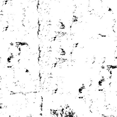 Grunge üst üste biniyor. Soyut siyah-beyaz vektör arkaplanı. Çatlak, leke ve noktalarda kirli desenli tek renkli klasik yüzey. Karanlık korku tarzında eski bir duvar.