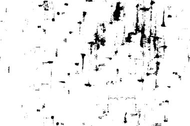 Grunge üst üste biniyor. Soyut siyah-beyaz vektör arkaplanı. Çatlak, leke ve noktalarda kirli desenli tek renkli klasik yüzey. Karanlık korku tarzında eski bir duvar.