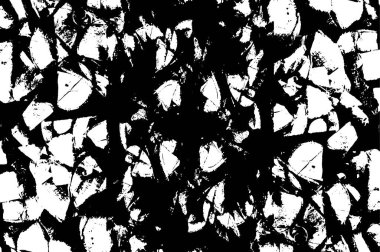 Grunge üst üste biniyor. Soyut siyah-beyaz vektör arkaplanı. Çatlak, leke ve noktalarda kirli desenli tek renkli klasik yüzey. Karanlık korku tarzında eski bir duvar.