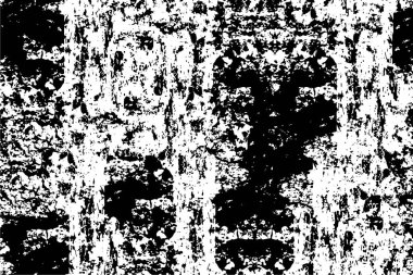 Grunge üst üste biniyor. Soyut siyah-beyaz vektör arkaplanı. Çatlak, leke ve noktalarda kirli desenli tek renkli klasik yüzey. Karanlık korku tarzında eski bir duvar.
