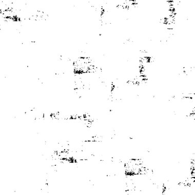 Grunge üst üste biniyor. Soyut siyah-beyaz vektör arkaplanı. Çatlak, leke ve noktalarda kirli desenli tek renkli klasik yüzey. Karanlık korku tarzında eski bir duvar.