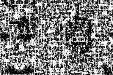 Grunge üst üste biniyor. Soyut siyah-beyaz vektör arkaplanı. Çatlak, leke ve noktalarda kirli desenli tek renkli klasik yüzey. Karanlık korku tarzında eski bir duvar.