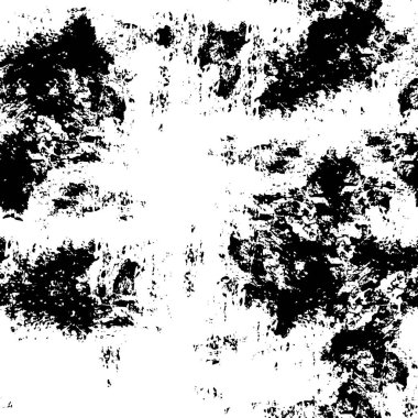 Grunge üst üste biniyor. Soyut siyah-beyaz vektör arkaplanı. Çatlak, leke ve noktalarda kirli desenli tek renkli klasik yüzey. Karanlık korku tarzında eski bir duvar.