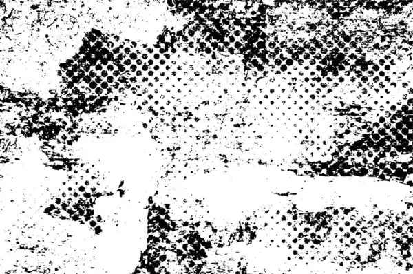 Verzweifelte Hintergrundtextur Schwarz Weiße Textur Abstrakte Flecken Abstrakter Halbtonvektorhintergrund — Stockvektor