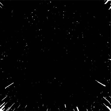 Grunge üst üste biniyor. Soyut siyah-beyaz vektör arkaplanı. Çatlak, leke ve noktalarda kirli desenli tek renkli klasik yüzey. Karanlık korku tarzında eski bir duvar.