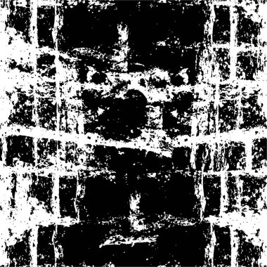 Grunge üst üste biniyor. Soyut siyah-beyaz vektör arkaplanı. Çatlak, leke ve noktalarda kirli desenli tek renkli klasik yüzey. Karanlık korku tarzında eski bir duvar.
