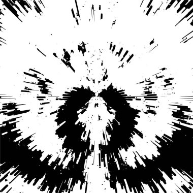 Grunge üst üste biniyor. Soyut siyah-beyaz vektör arkaplanı. Çatlak, leke ve noktalarda kirli desenli tek renkli klasik yüzey. Karanlık korku tarzında eski bir duvar.