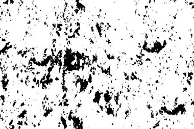 Grunge üst üste biniyor. Soyut siyah-beyaz vektör arkaplanı. Çatlak, leke ve noktalarda kirli desenli tek renkli klasik yüzey. Karanlık korku tarzında eski bir duvar.