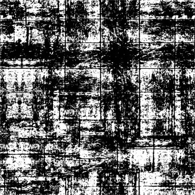 Grunge üst üste biniyor. Soyut siyah-beyaz vektör arkaplanı. Çatlak, leke ve noktalarda kirli desenli tek renkli klasik yüzey. Karanlık korku tarzında eski bir duvar.
