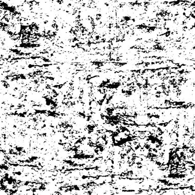 Grunge üst üste biniyor. Soyut siyah-beyaz vektör arkaplanı. Çatlak, leke ve noktalarda kirli desenli tek renkli klasik yüzey. Karanlık korku tarzında eski bir duvar.