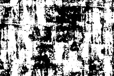 Grunge üst üste biniyor. Soyut siyah-beyaz vektör arkaplanı. Çatlak, leke ve noktalarda kirli desenli tek renkli klasik yüzey. Karanlık korku tarzında eski bir duvar.
