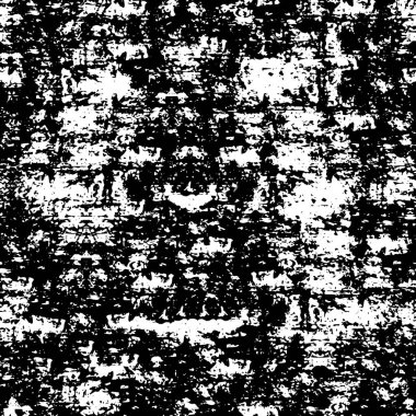 Grunge üst üste biniyor. Soyut siyah-beyaz vektör arkaplanı. Çatlak, leke ve noktalarda kirli desenli tek renkli klasik yüzey. Karanlık korku tarzında eski bir duvar.