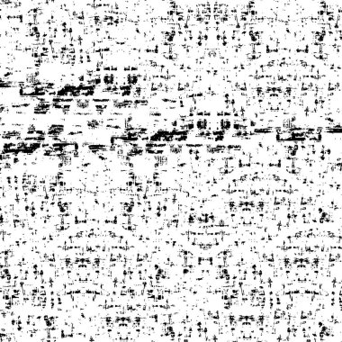 Grunge üst üste biniyor. Soyut siyah-beyaz vektör arkaplanı. Çatlak, leke ve noktalarda kirli desenli tek renkli klasik yüzey. Karanlık korku tarzında eski bir duvar.