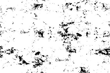 Grunge üst üste biniyor. Soyut siyah-beyaz vektör arkaplanı. Çatlak, leke ve noktalarda kirli desenli tek renkli klasik yüzey. Karanlık korku tarzında eski bir duvar.