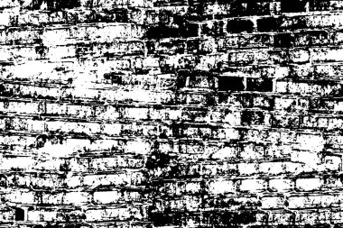 Grunge üst üste biniyor. Soyut siyah-beyaz vektör arkaplanı. Çatlak, leke ve noktalarda kirli desenli tek renkli klasik yüzey. Karanlık korku tarzında eski bir duvar.