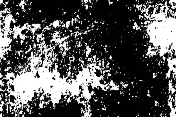 Grunge üst üste biniyor. Soyut siyah-beyaz vektör arkaplanı. Çatlak, leke ve noktalarda kirli desenli tek renkli klasik yüzey. Karanlık korku tarzında eski bir duvar.
