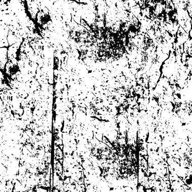 Grunge siyah ve beyaz dikişsiz desen. Tek renkli soyut doku. Çatlakların, sürtünmelerin, talaşların, lekelerin, mürekkep lekelerinin, çizgilerin arka planı. Koyu tasarım arka plan yüzeyi. Gri yazdırma öğesi