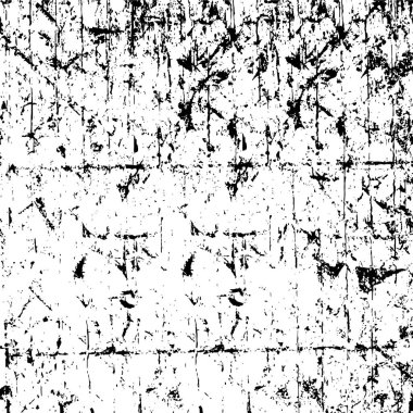 Grunge siyah ve beyaz dikişsiz desen. Tek renkli soyut doku. Çatlakların, sürtünmelerin, talaşların, lekelerin, mürekkep lekelerinin, çizgilerin arka planı. Koyu tasarım arka plan yüzeyi. Gri yazdırma öğesi