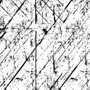 Grunge siyah ve beyaz dikişsiz desen. Tek renkli soyut doku. Çatlakların, sürtünmelerin, talaşların, lekelerin, mürekkep lekelerinin, çizgilerin arka planı. Koyu tasarım arka plan yüzeyi. Gri yazdırma öğesi