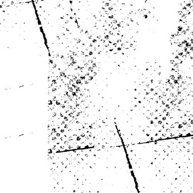 Grunge üst üste biniyor. Soyut siyah-beyaz vektör arkaplanı. Çatlak, leke ve noktalarda kirli desenli tek renkli klasik yüzey. Karanlık korku tarzında eski bir duvar.