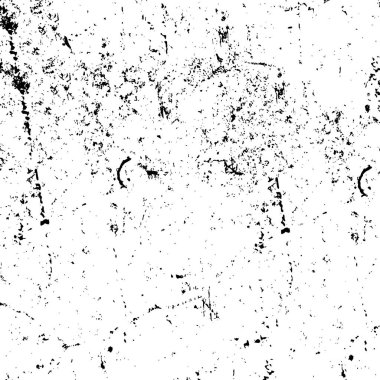 Grunge üst üste biniyor. Soyut siyah-beyaz vektör arkaplanı. Çatlak, leke ve noktalarda kirli desenli tek renkli klasik yüzey. Karanlık korku tarzında eski bir duvar.
