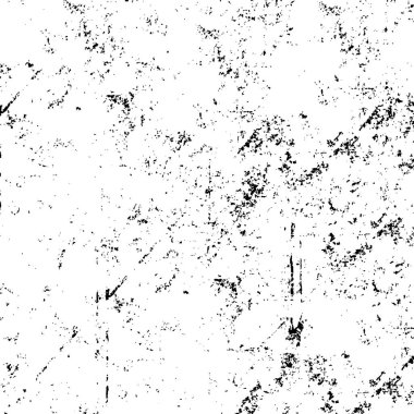 Grunge üst üste biniyor. Soyut siyah-beyaz vektör arkaplanı. Çatlak, leke ve noktalarda kirli desenli tek renkli klasik yüzey. Karanlık korku tarzında eski bir duvar.