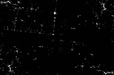 Grunge üst üste biniyor. Soyut siyah-beyaz vektör arkaplanı. Çatlak, leke ve noktalarda kirli desenli tek renkli klasik yüzey. Karanlık korku tarzında eski bir duvar.