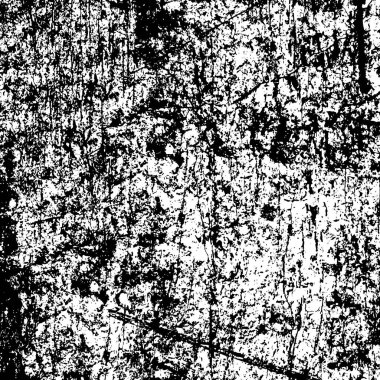 Grunge üst üste biniyor. Soyut siyah-beyaz vektör arkaplanı. Çatlak, leke ve noktalarda kirli desenli tek renkli klasik yüzey. Karanlık korku tarzında eski bir duvar.