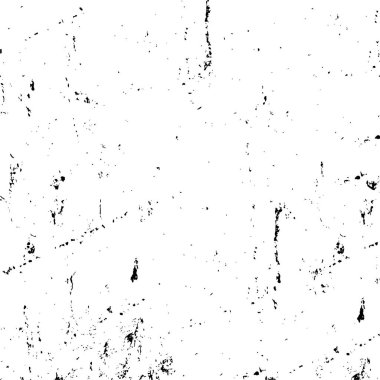 Grunge üst üste biniyor. Soyut siyah-beyaz vektör arkaplanı. Çatlak, leke ve noktalarda kirli desenli tek renkli klasik yüzey. Karanlık korku tarzında eski bir duvar.